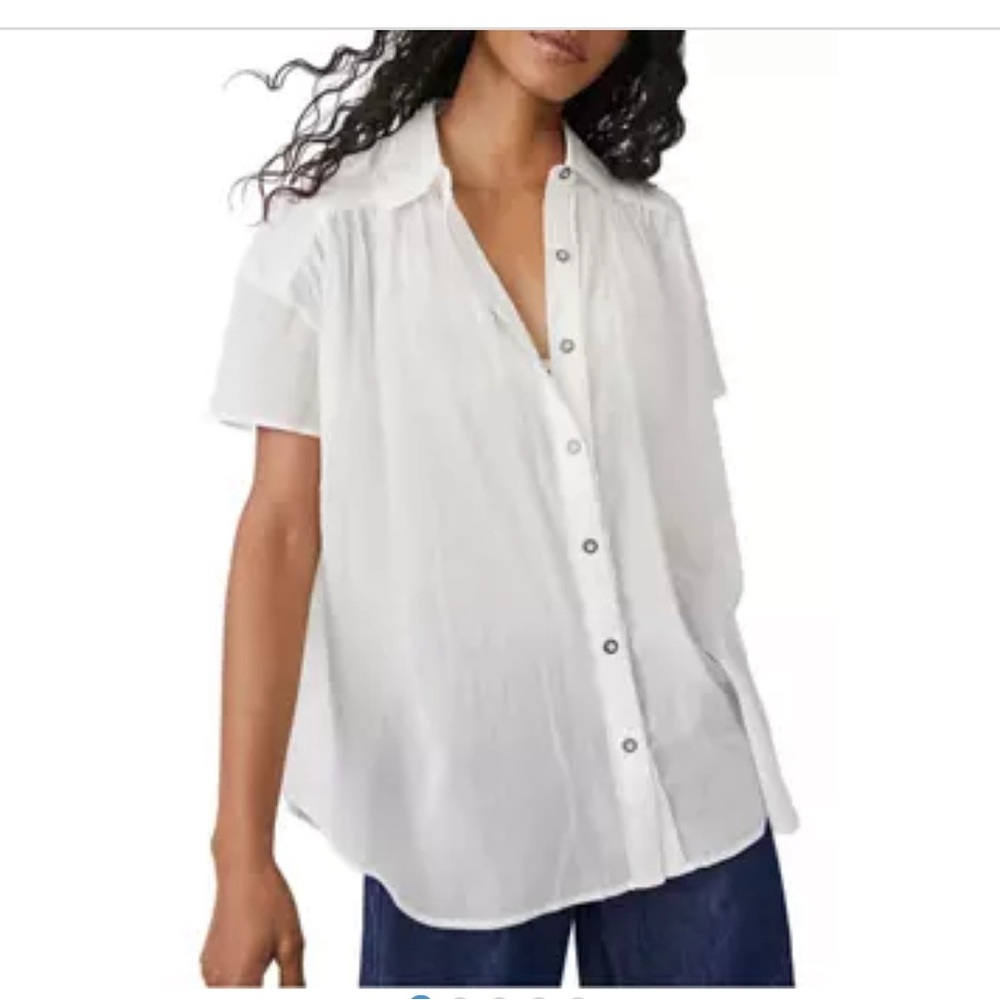 Free People We The Free- Float Away Cotton Pleated Shirt